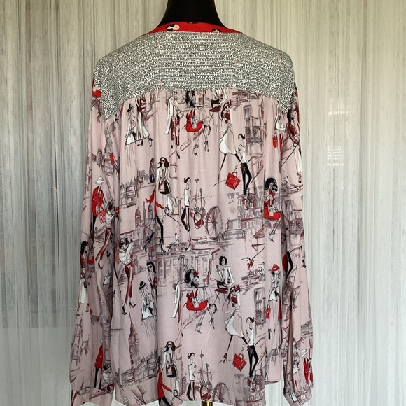 REDUCED!!Novelty prints, long sleeves blouse by “OUI” casual, work! Size 12 - Picture 6 of 17